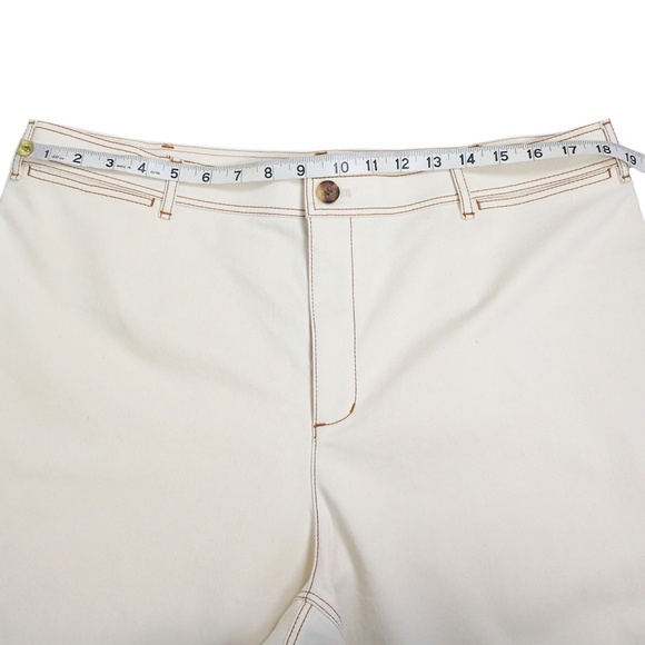 Lafayette 148 Women's Size 16 Stretch Twill Wide Leg Crop Pants Pockets Cream - Picture 8 of 13